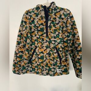 North face women’s fleece floral w/elbow patches jacket size medium
